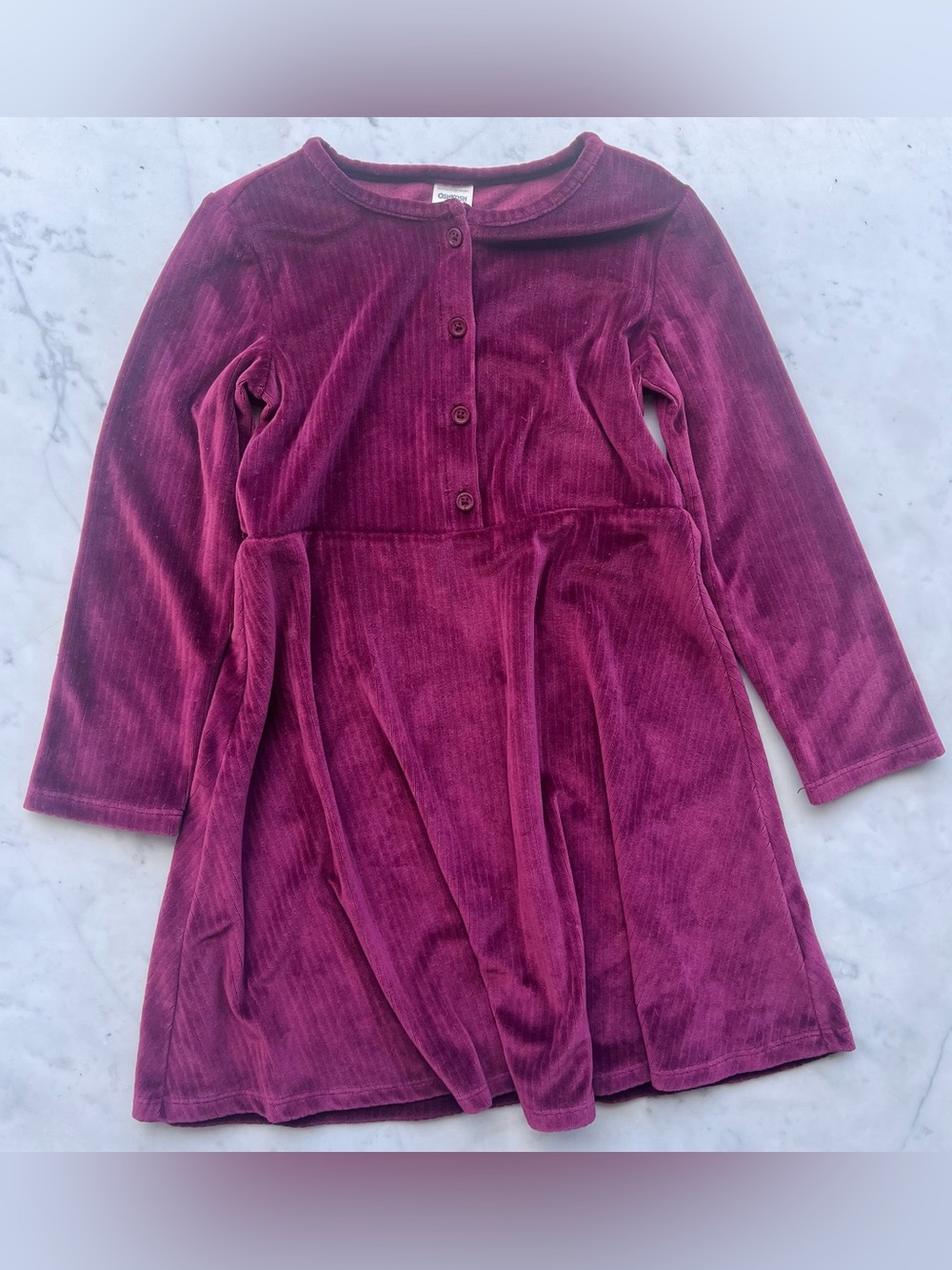OshKosh B'Gosh Girls Cozy Rib Dress Maroon Size 5